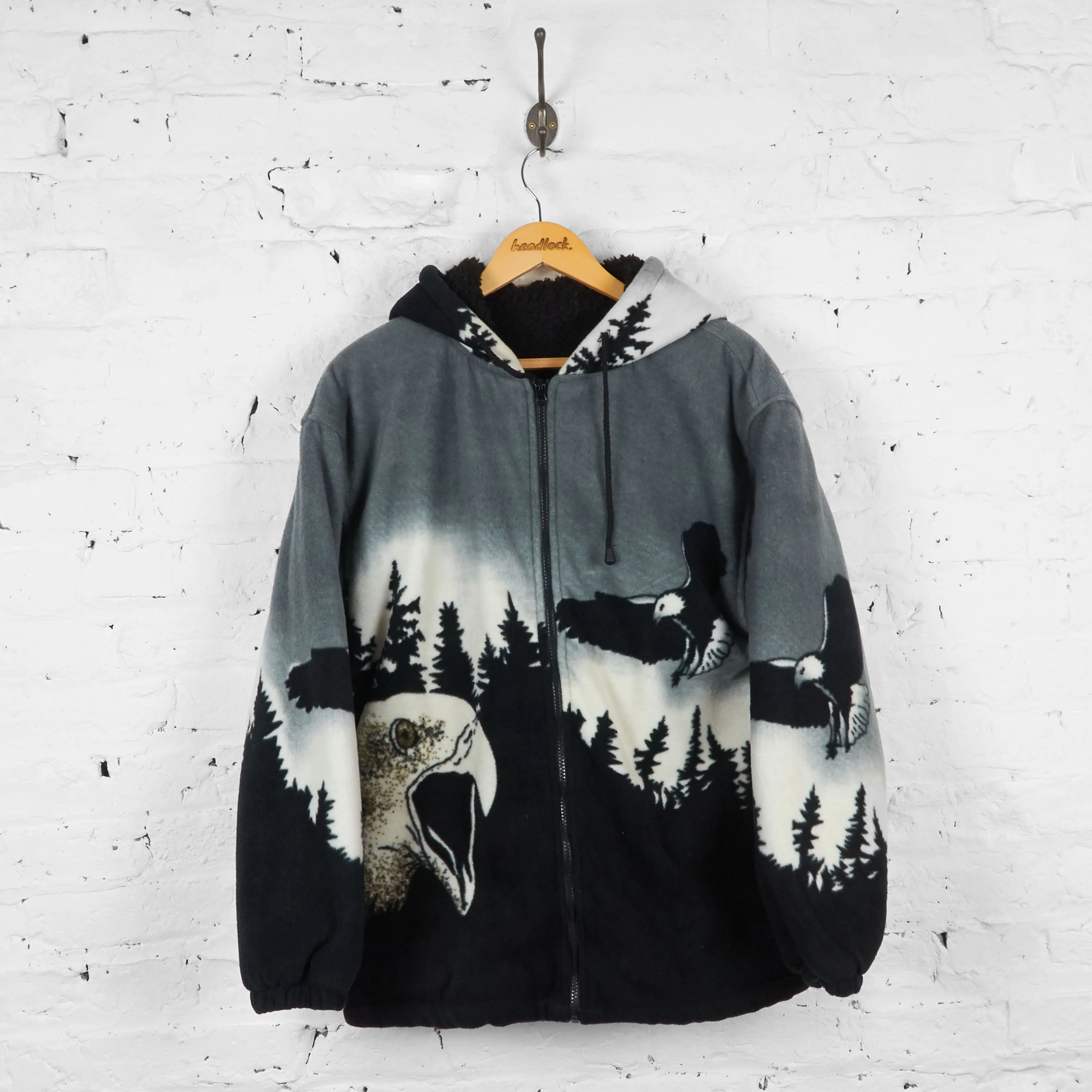 Vintage Hawk Patterned Fleece - Grey - M