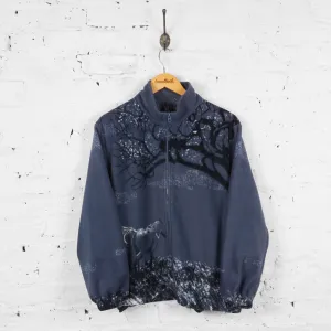Vintage Horses Patterned Fleece - Blue - M