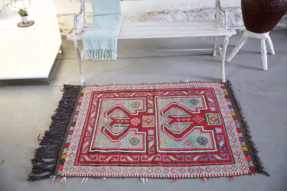 Vintage Mersin Mut Cicim Kilim Rug 2.10ftx4ft