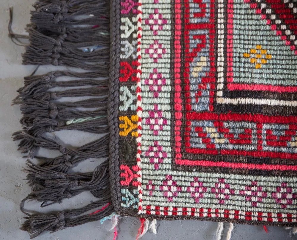 Vintage Mersin Mut Cicim Kilim Rug 2.10ftx4ft