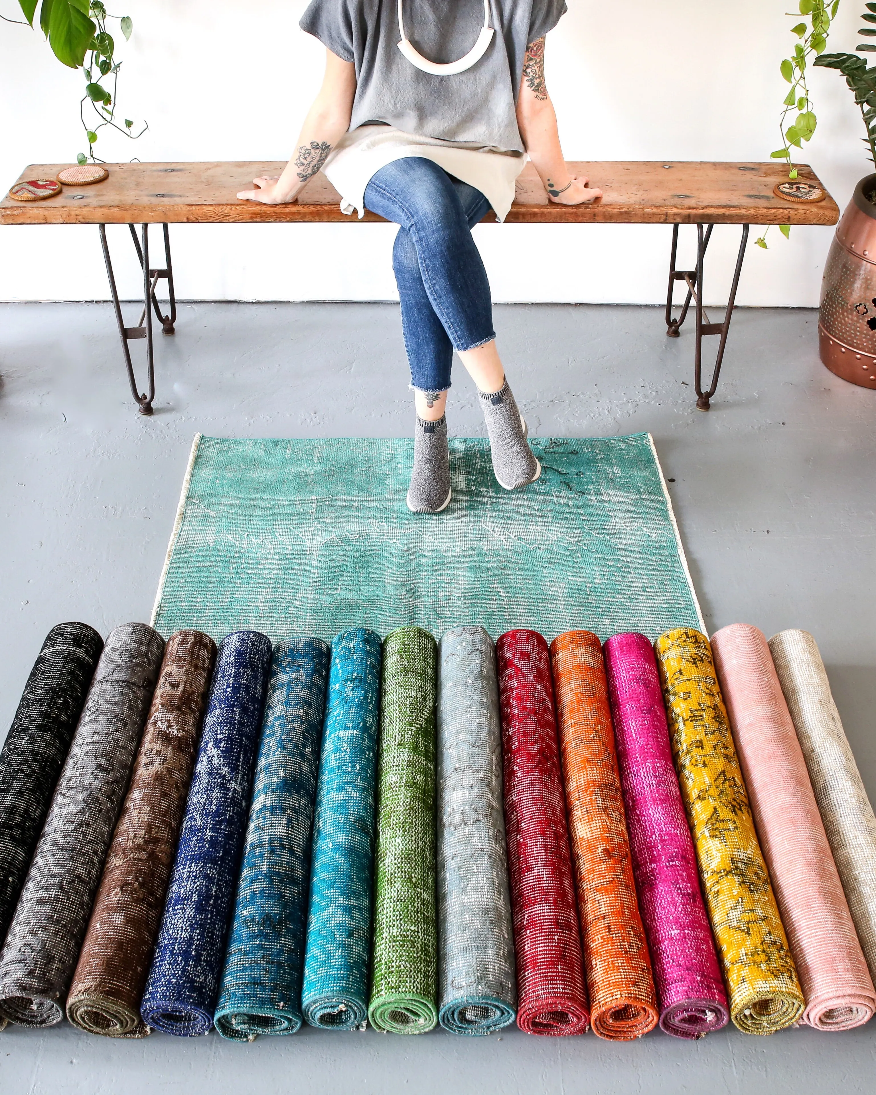 Vintage Mini Overdyed Turkish Rug 2.4ftx3.4ft