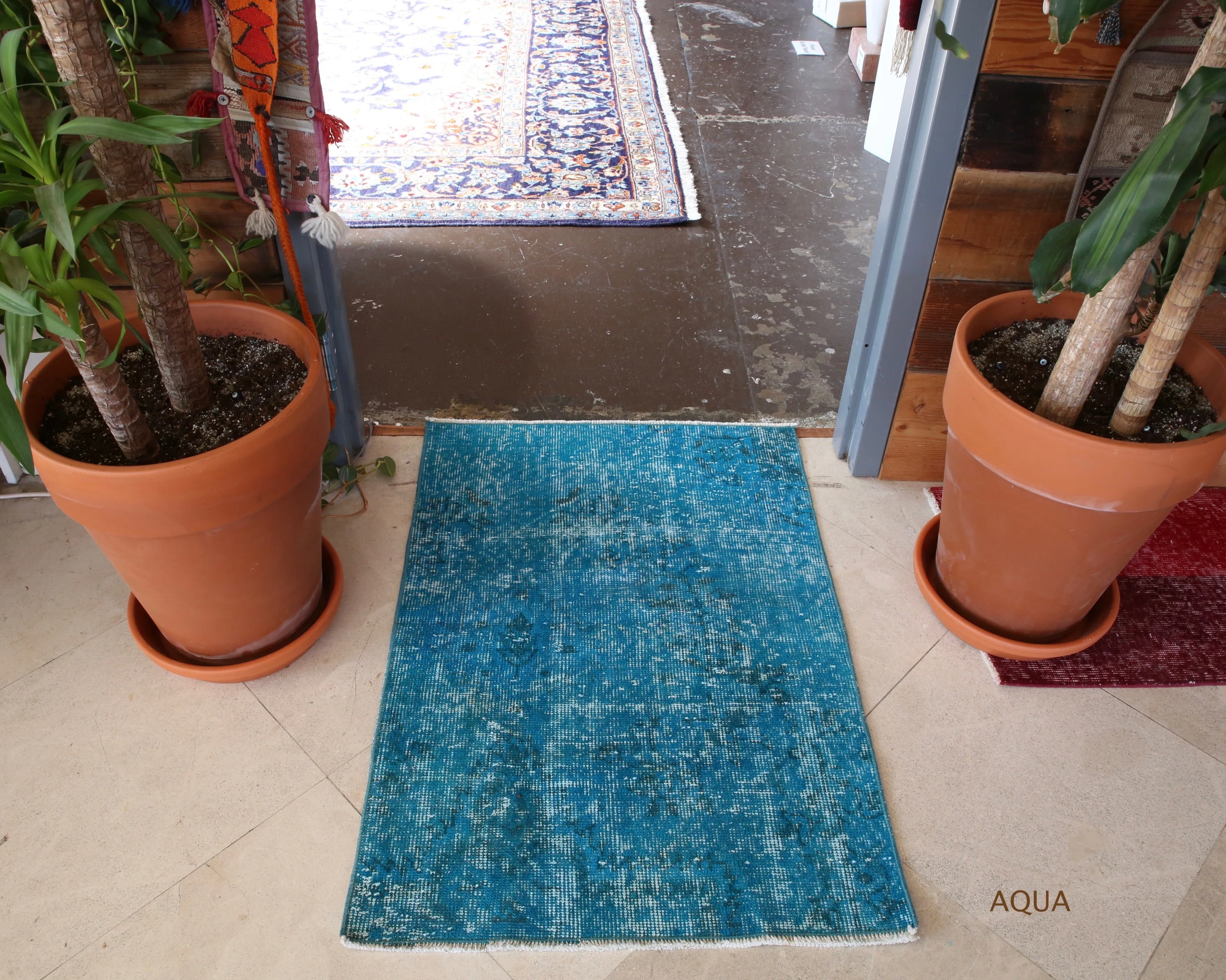 Vintage Mini Overdyed Turkish Rug 2.4ftx3.4ft