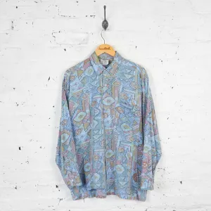 Vintage Patterned Party Shirt - Blue - L