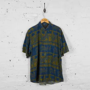 Vintage Patterned Party Shirt - Blue - XL