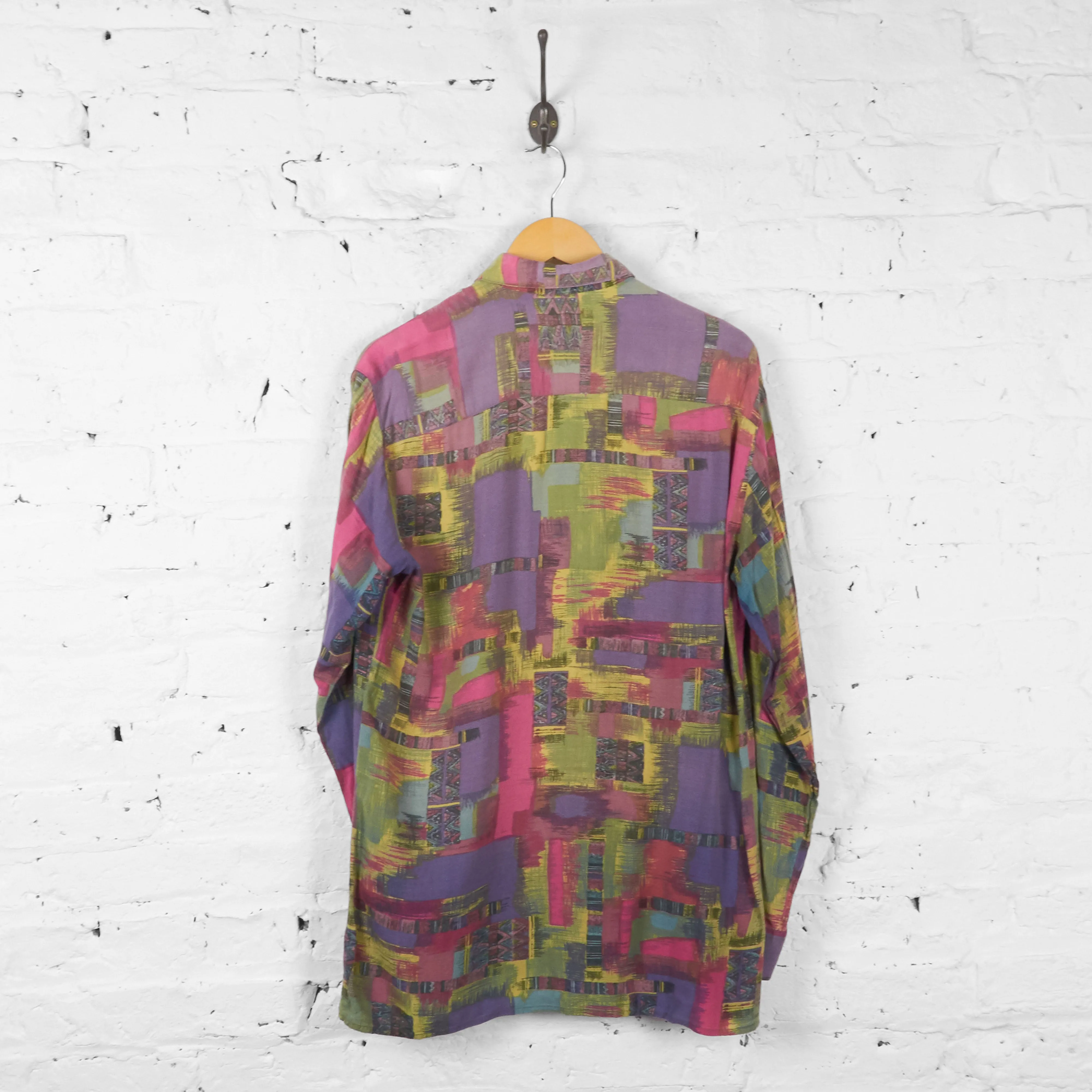 Vintage Patterned Party Shirt - Green - S