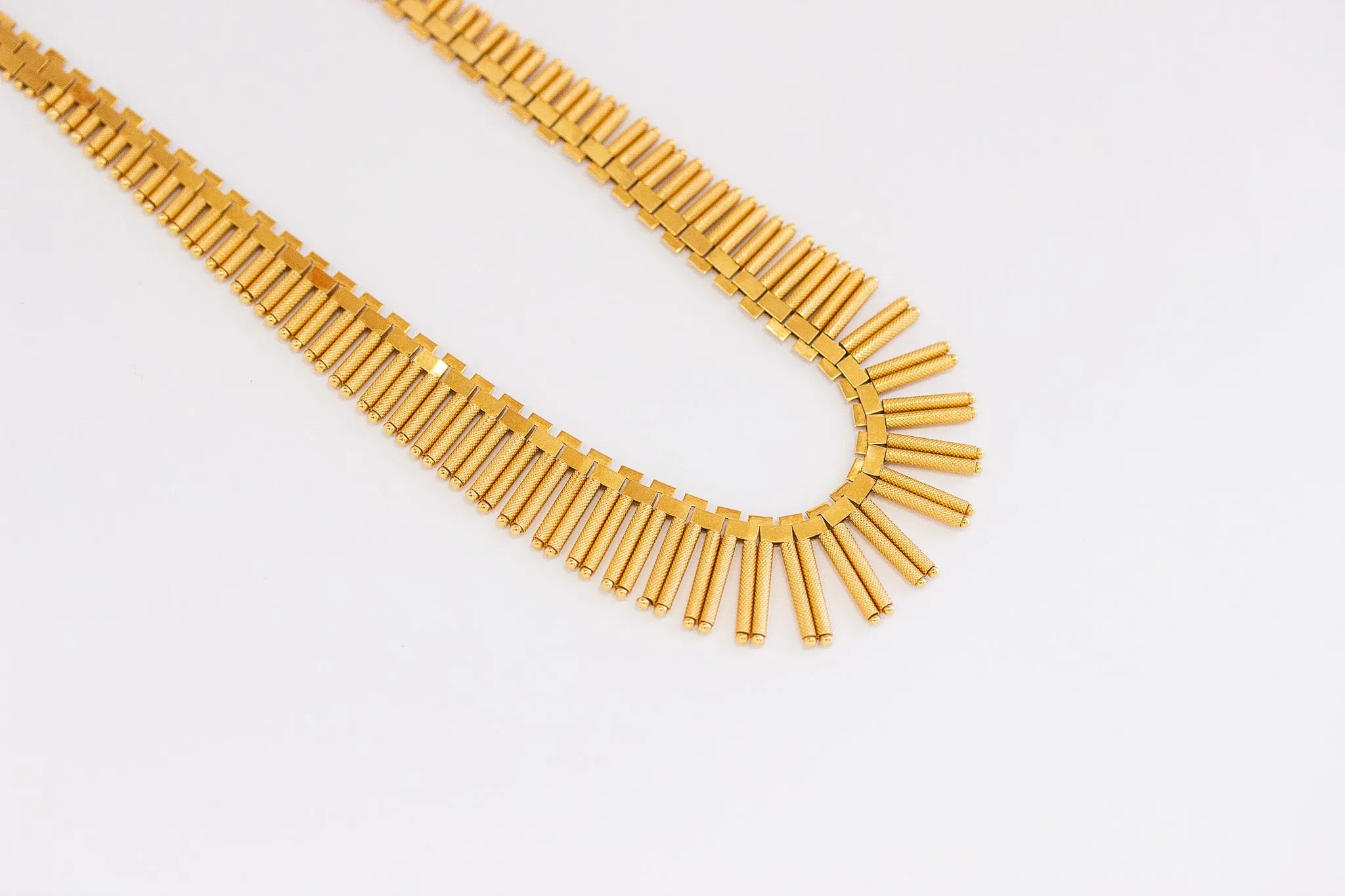Vintage Textured Panel Necklace, 18k