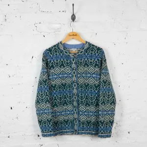 Vintage Women's L.L Bean Patterned Cardigan - Green - L