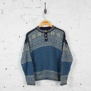Vintage Women's L.L Bean Patterned Jumper - Blue - M