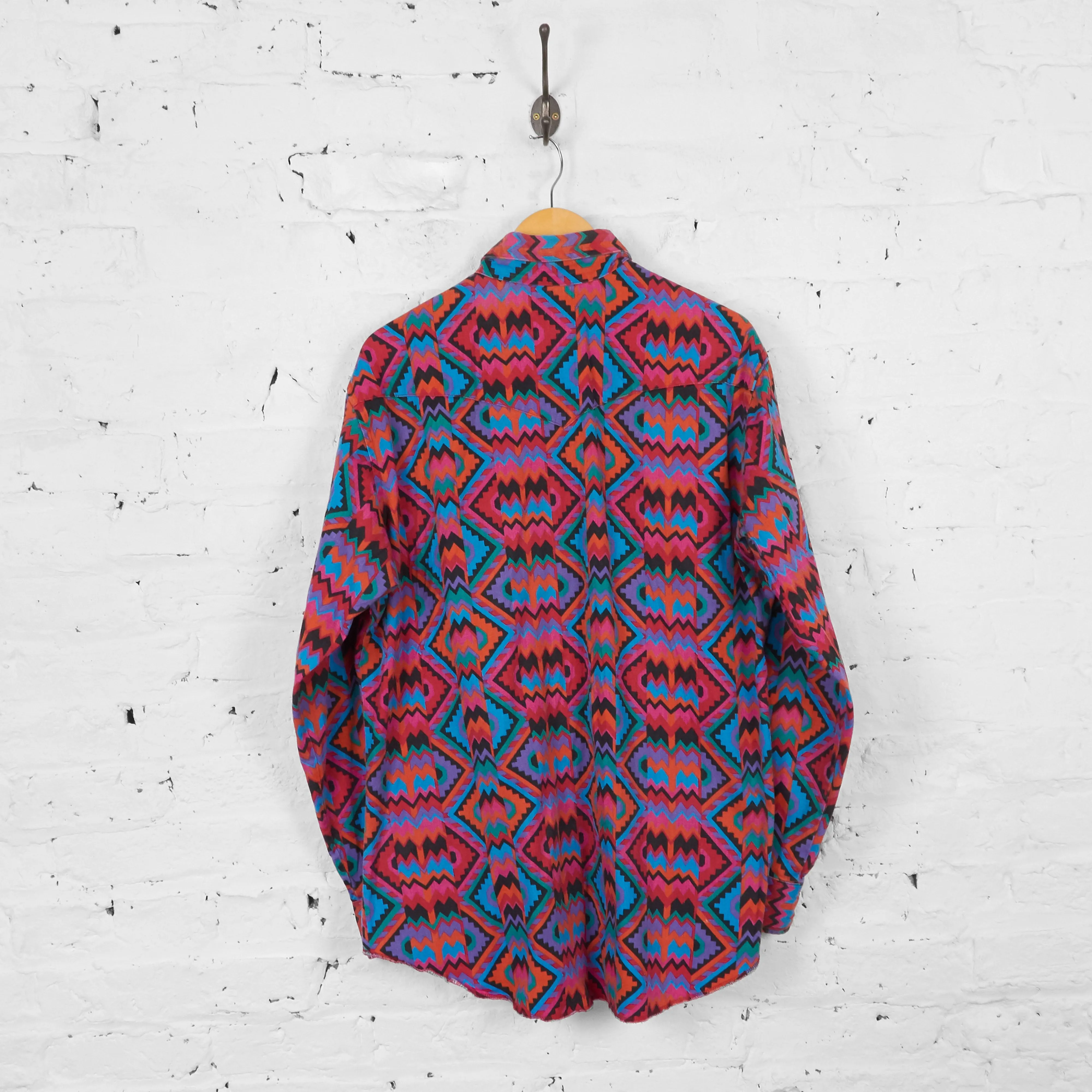 Vintage Wrangler Abstract Patterned Shirt - Orange - XL