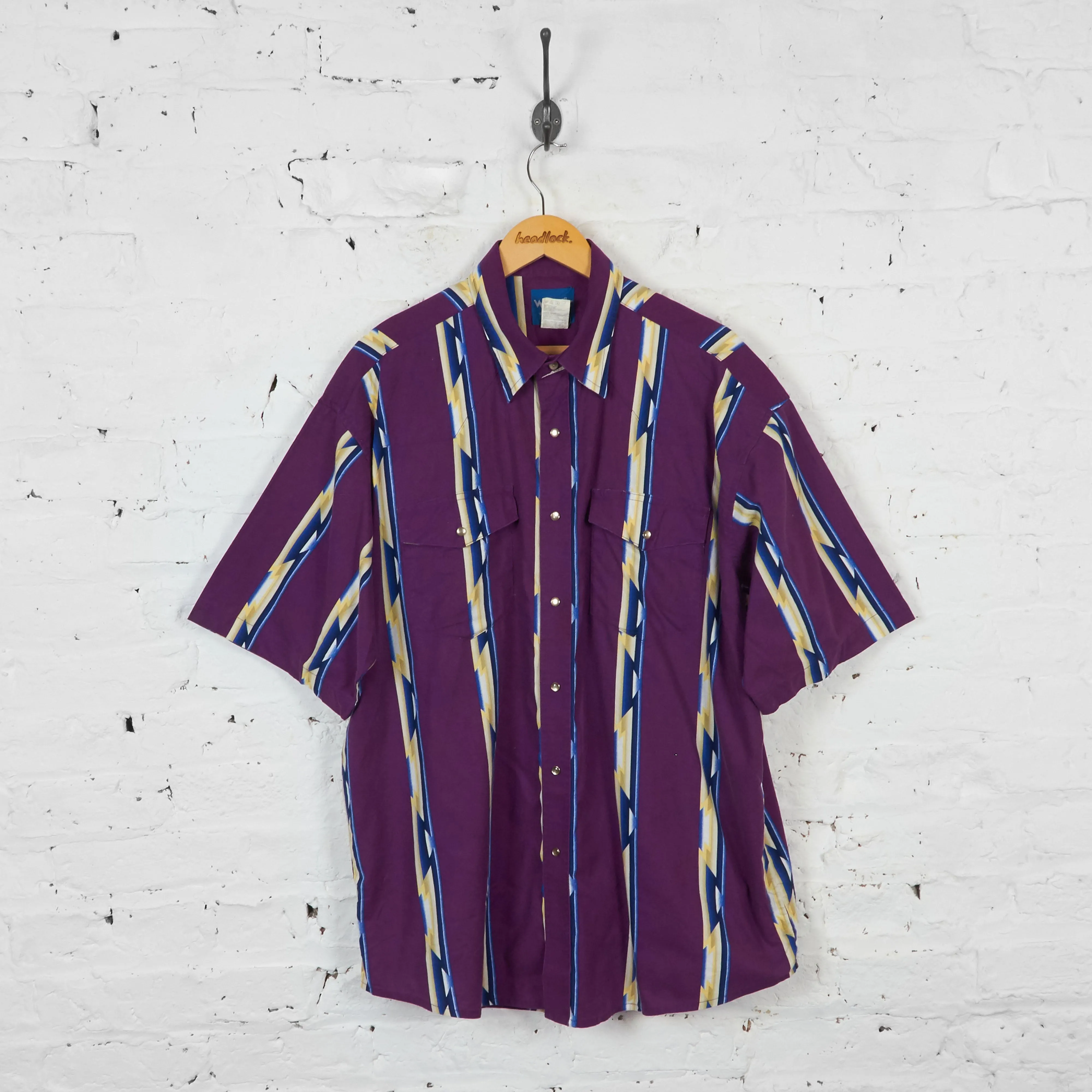 Vintage Wrangler Patterned Western Shirt - Purple - XL