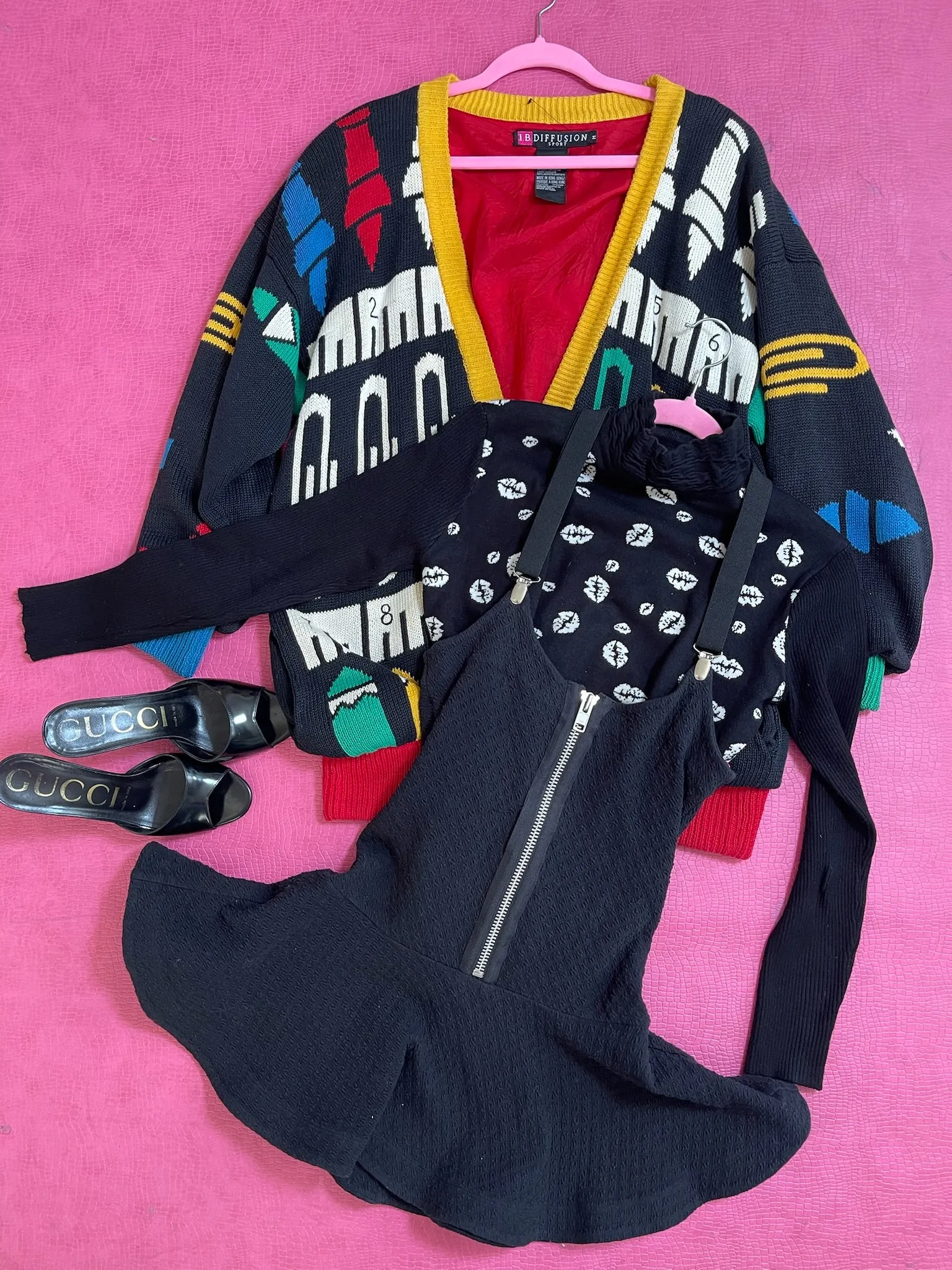 Vintage Y2K "Betsey Johnson" Black Suspender Dress - Fits Up to Size L