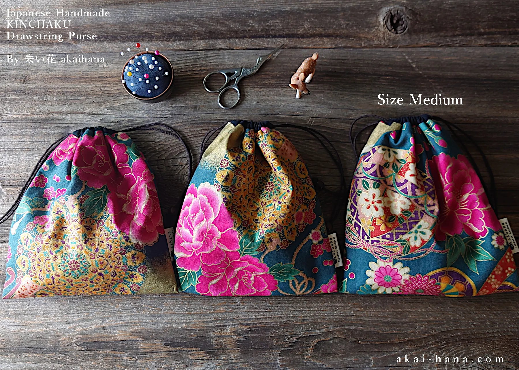 Wagara Kinchaku Drawstring Purse, 2 sizes ⦿kpjf0003