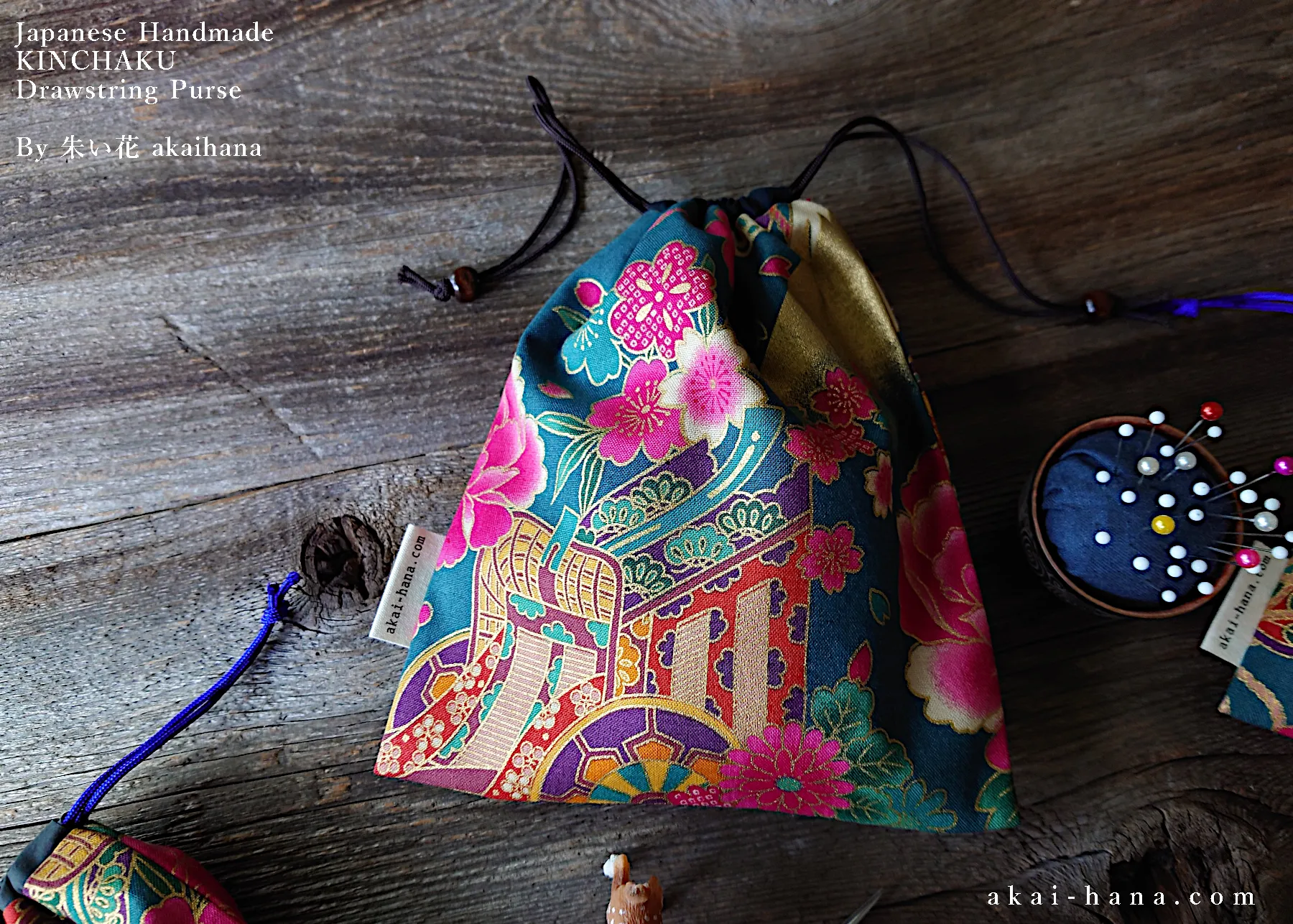 Wagara Kinchaku Drawstring Purse, 2 sizes ⦿kpjf0003