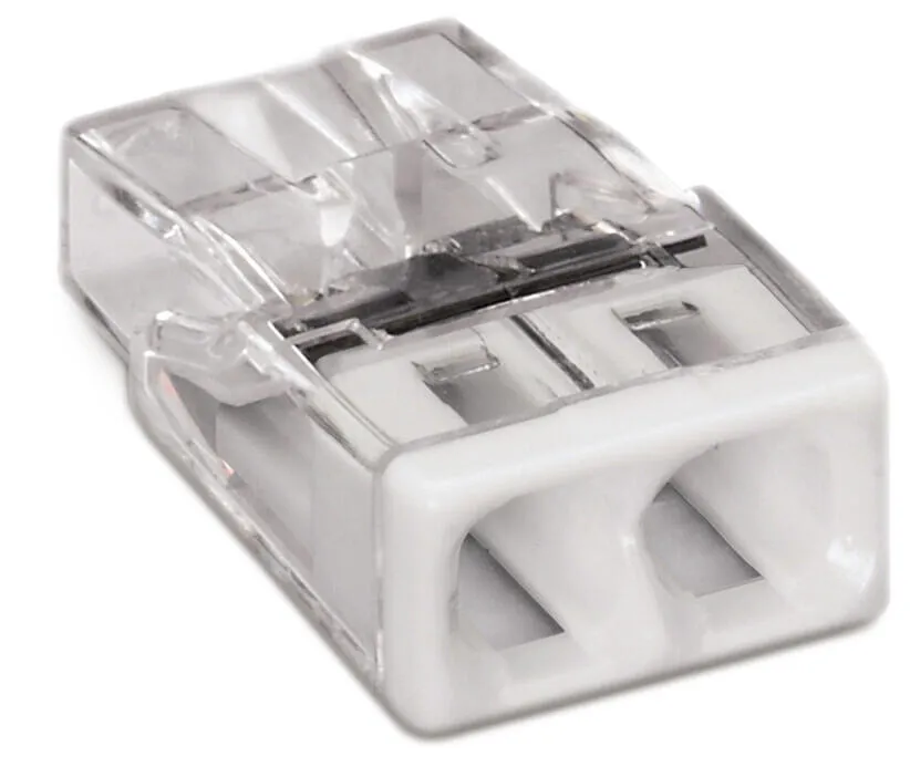 Wago 2273-202 2-Conductor Compact Push Wire Connector Terminal Block White (100 Full Box)