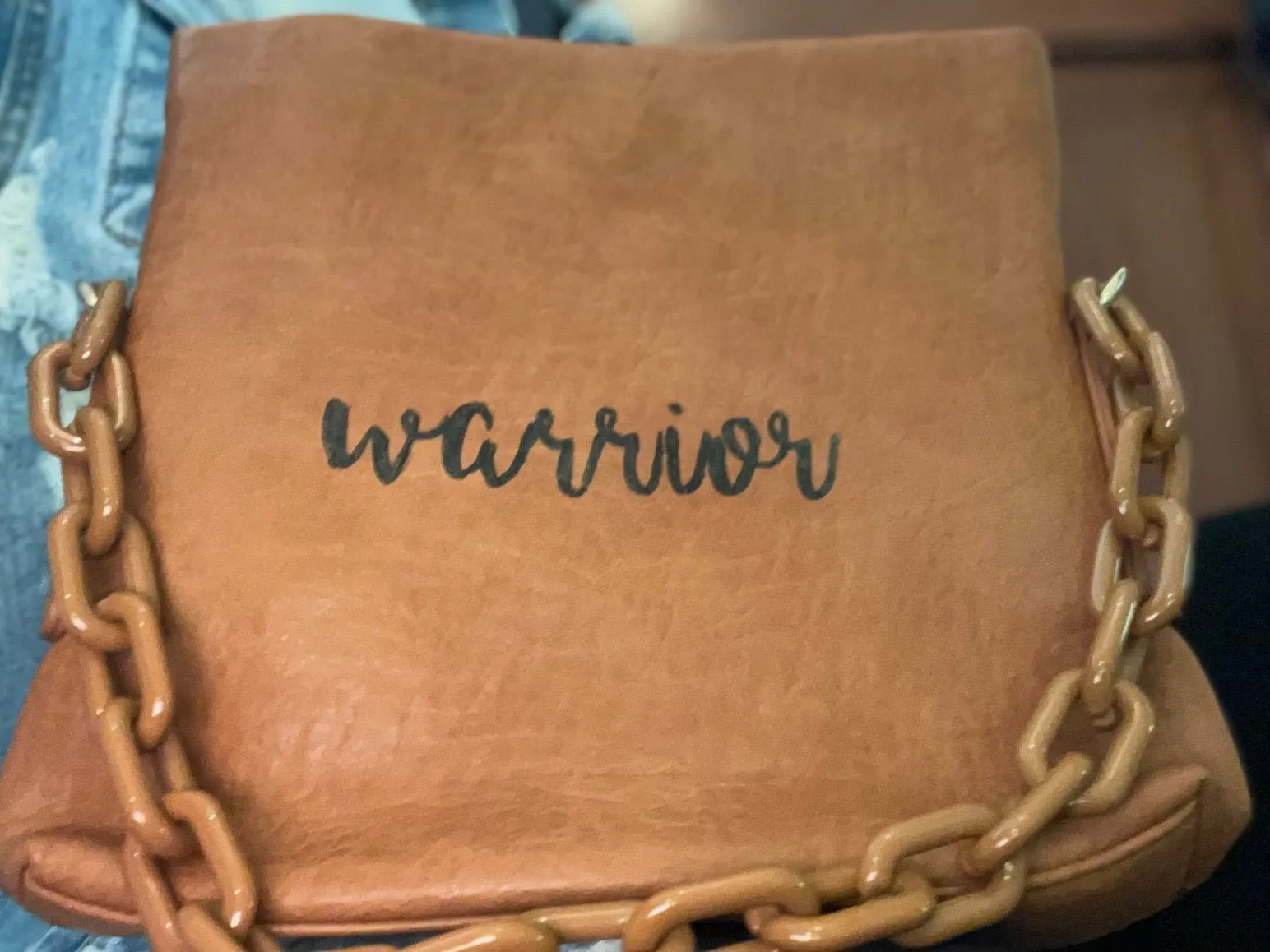 Warrior Custom Hand-Painted Peekaboo Bag
