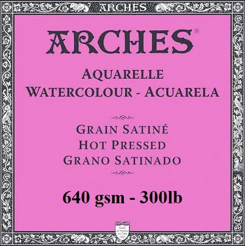 Watercolour Paper - SHEET - ARCHES AQUARELLE - SINGLE - 300lb/640gsm -  22 x 30" - SATINE  (SMOOTH/Hot Pressed)