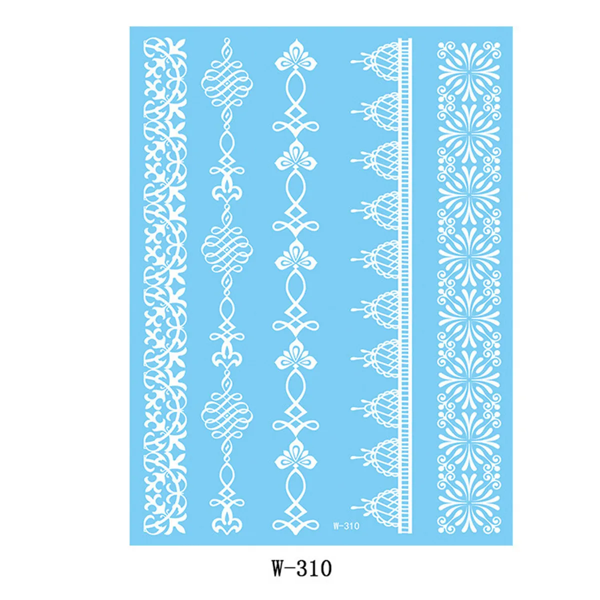 White Botanical Temporary Tattoo Sheet - 5 Pcs