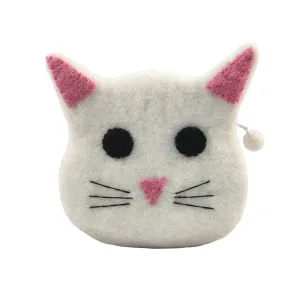 White Cat face shape coin purse
