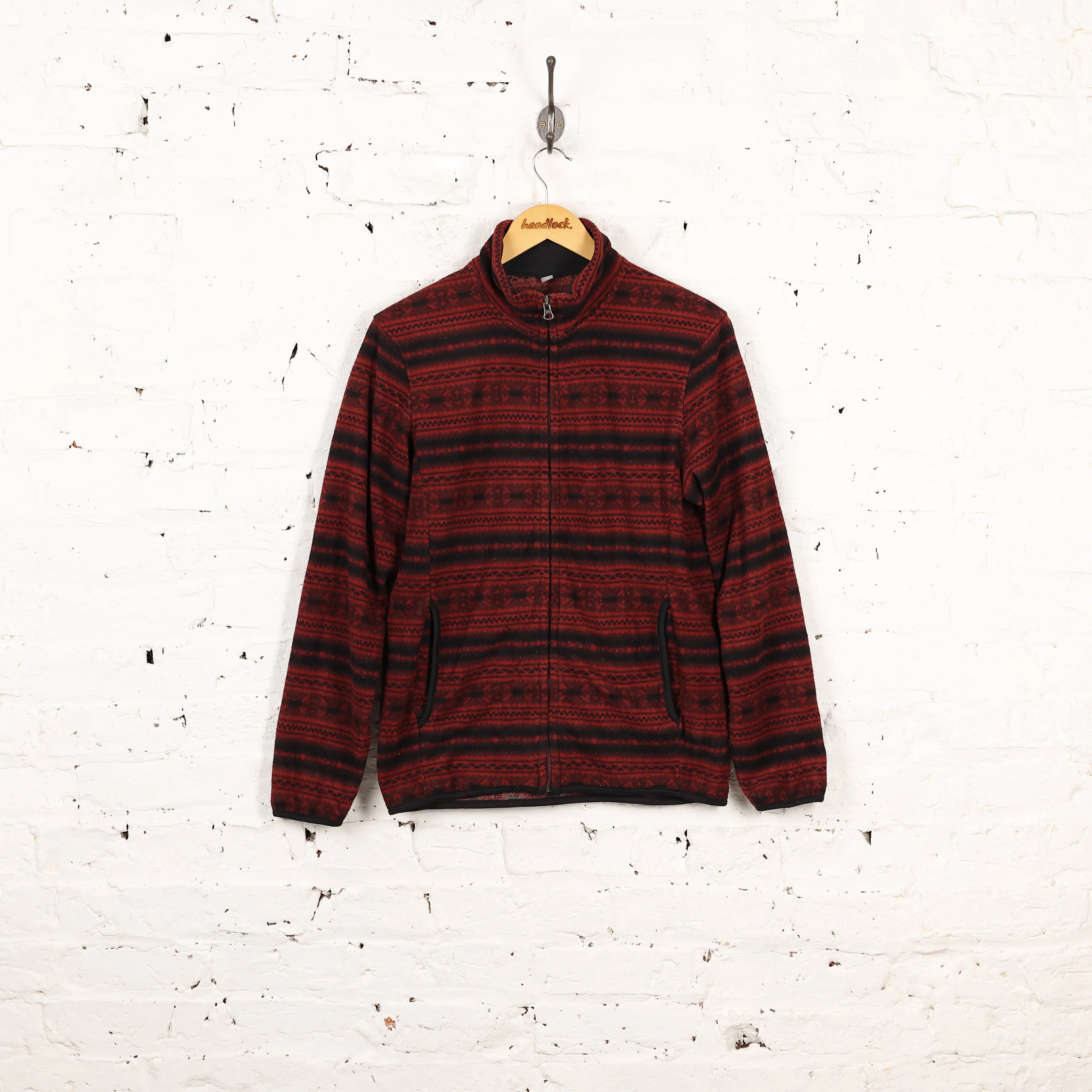 Womens Patterned Fleece - Red/Black - M