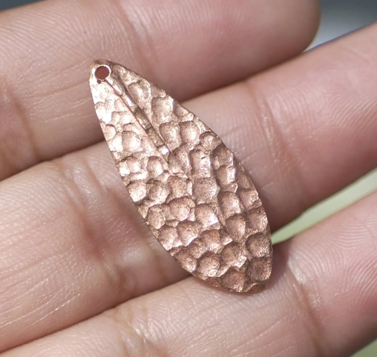 Woodgrain Pattern Leaf - Leaves - Tree Fall Greenery Leaf 3D 30mm x 12mm with Hole Shape Blanks - 6 pieces