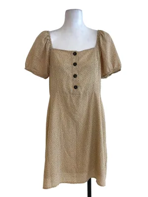 Yellow Patterned Empire Dress