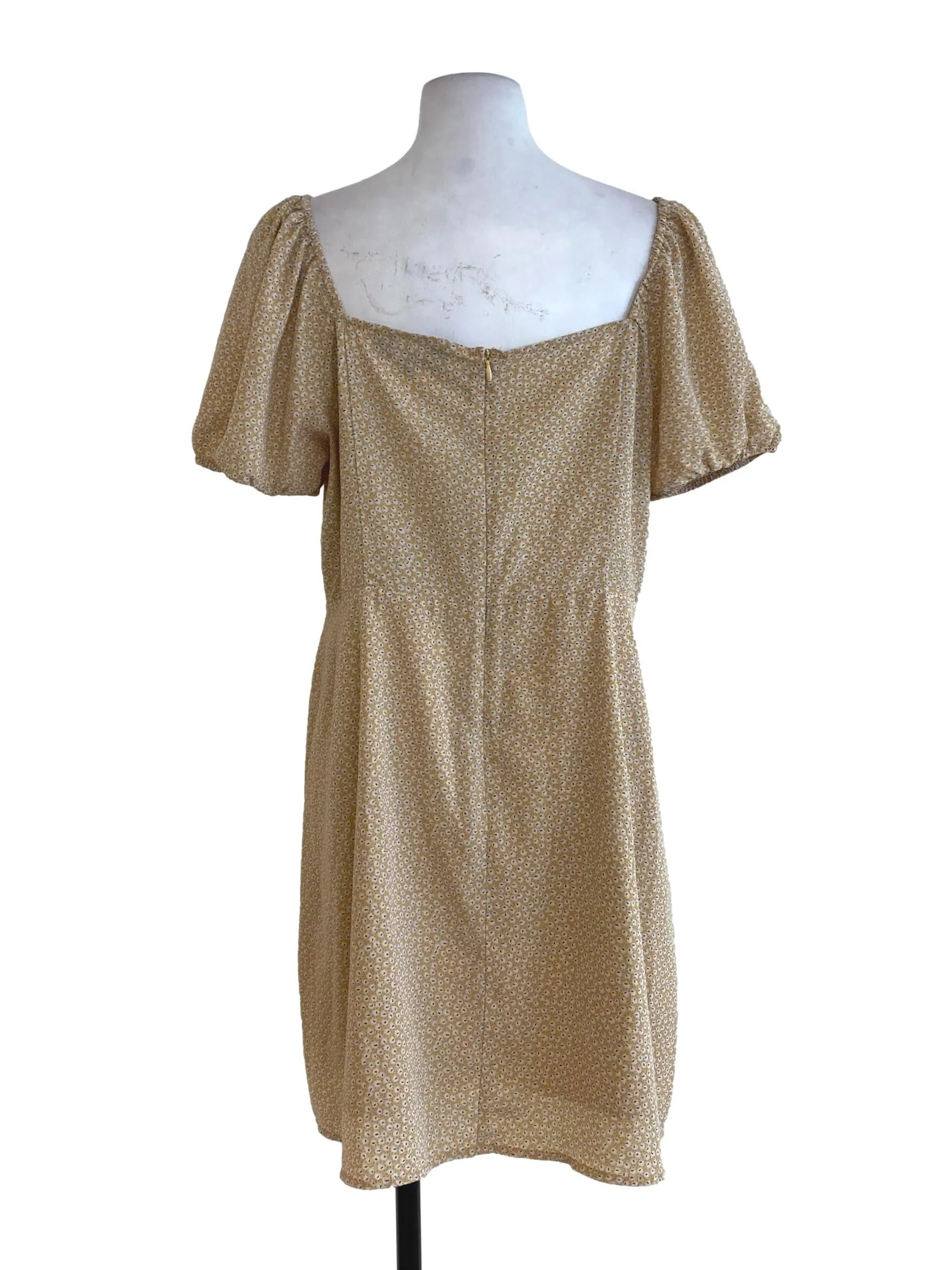 Yellow Patterned Empire Dress