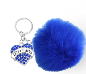Zeta Phi Beta Pom Key Chain w/ Charm